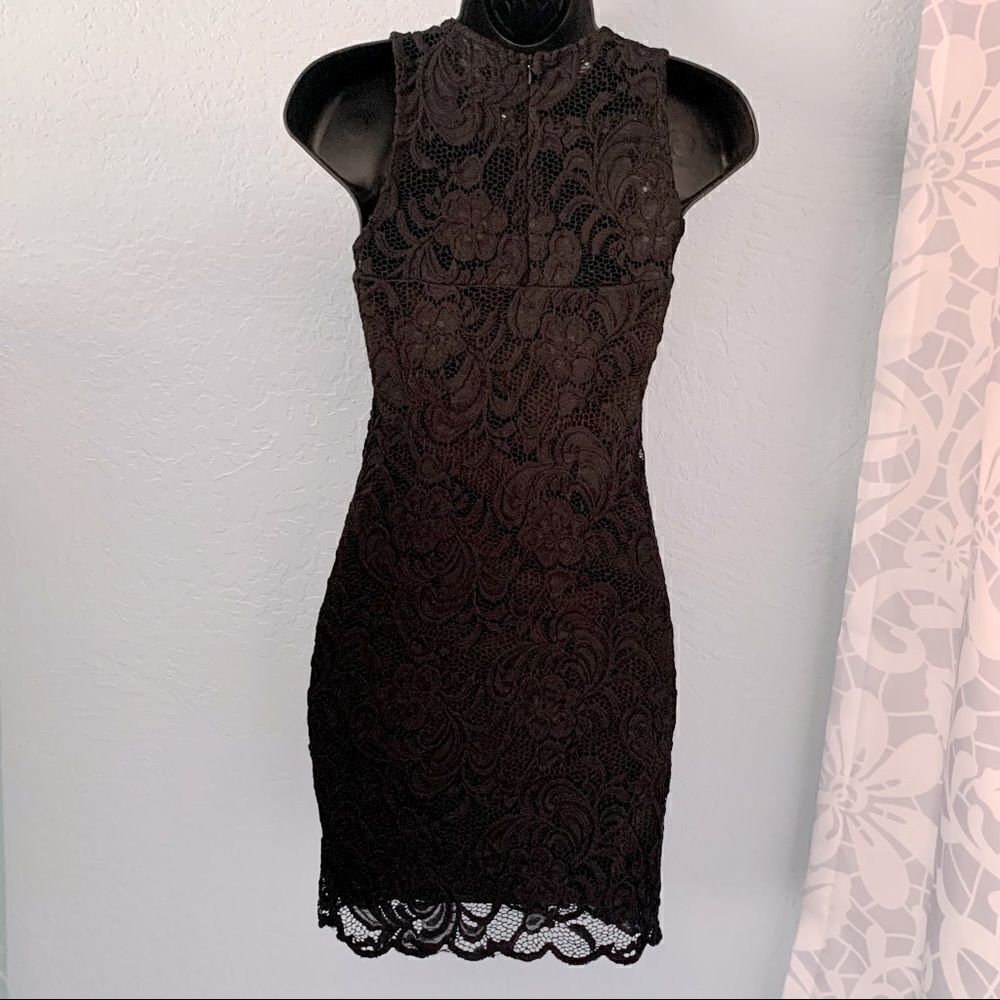 Ambiance Black Lace Overlay Midi Dress Size Small - Picture 8 of 15
